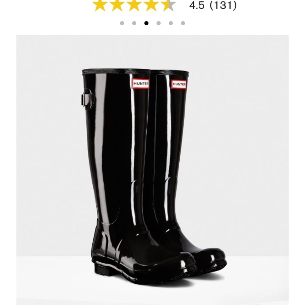 Tall Black Glossy Hunter Boots